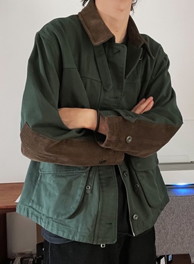 HUNTINGOLD深绿复古做旧猎装巴恩风夹克秋冬/狂飙张颂文原款1533