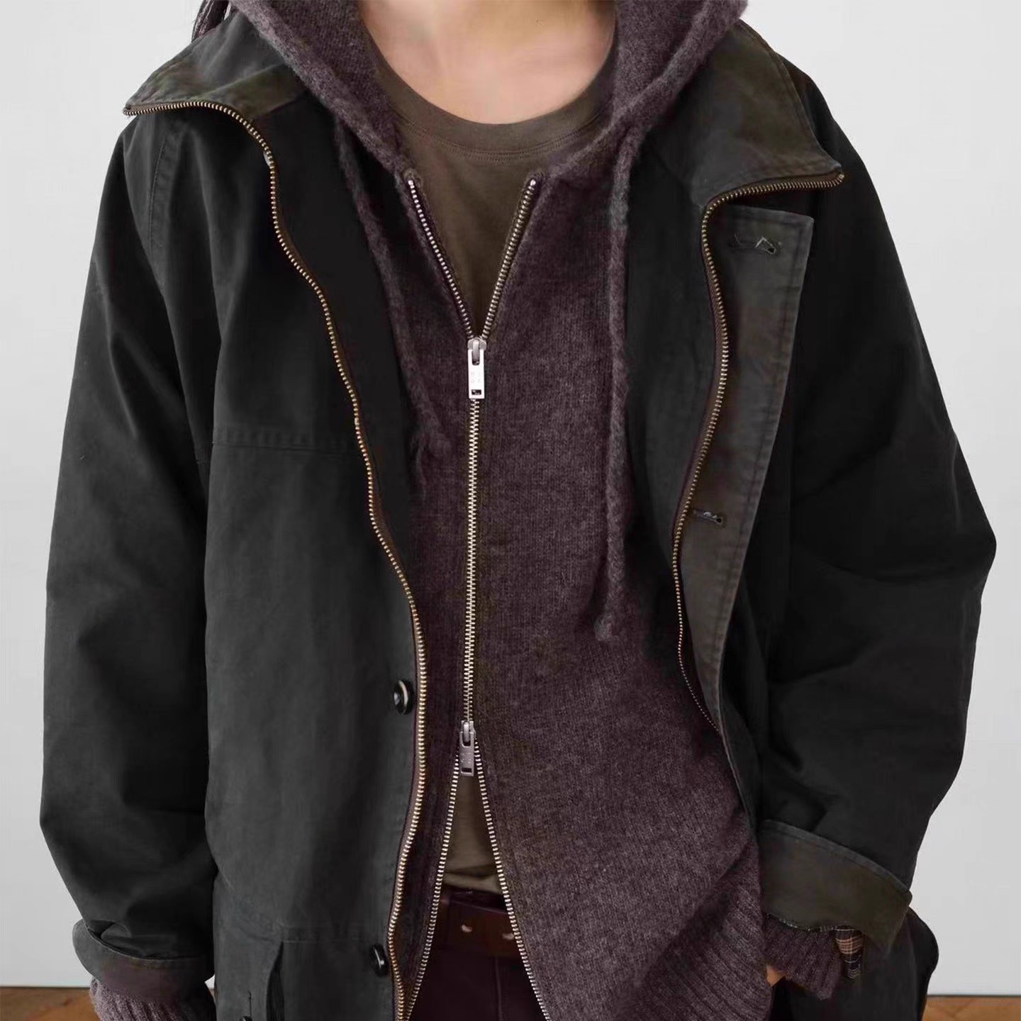 Parka拉链外套风衣水洗复古