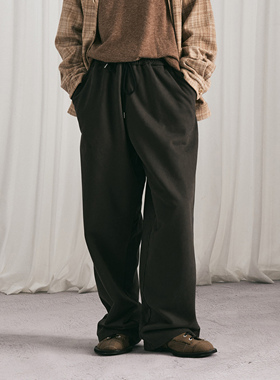 HUNTINGOLD秋冬厚重磅混毛宽松休闲阔腿直筒百搭cleanfit卫裤1533