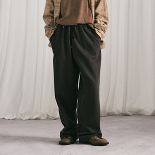 HUNTINGOLD秋冬厚重磅混毛宽松休闲阔腿直筒百搭cleanfit卫裤 1533