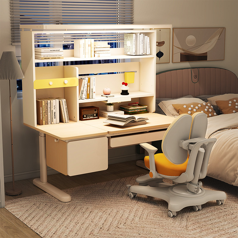 爱果乐学习桌儿童书桌小学生实木桌子家用写字桌升降课桌椅咖啡猫