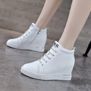 内增高女鞋2026春夏韩版百搭运动鞋韩版休闲鞋坡跟高帮小白鞋女