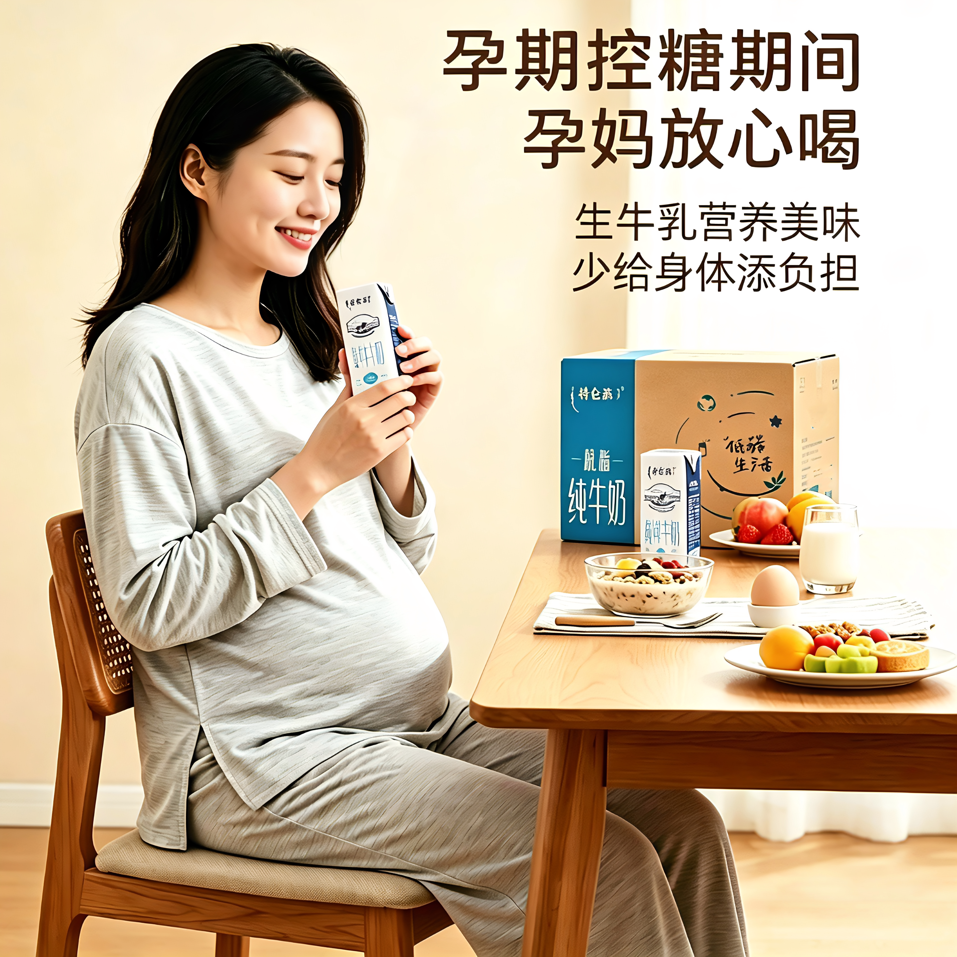 适合孕妇喝的牛奶脱脂牛奶无蔗糖0脂肪孕期控糖期可专用食品早餐