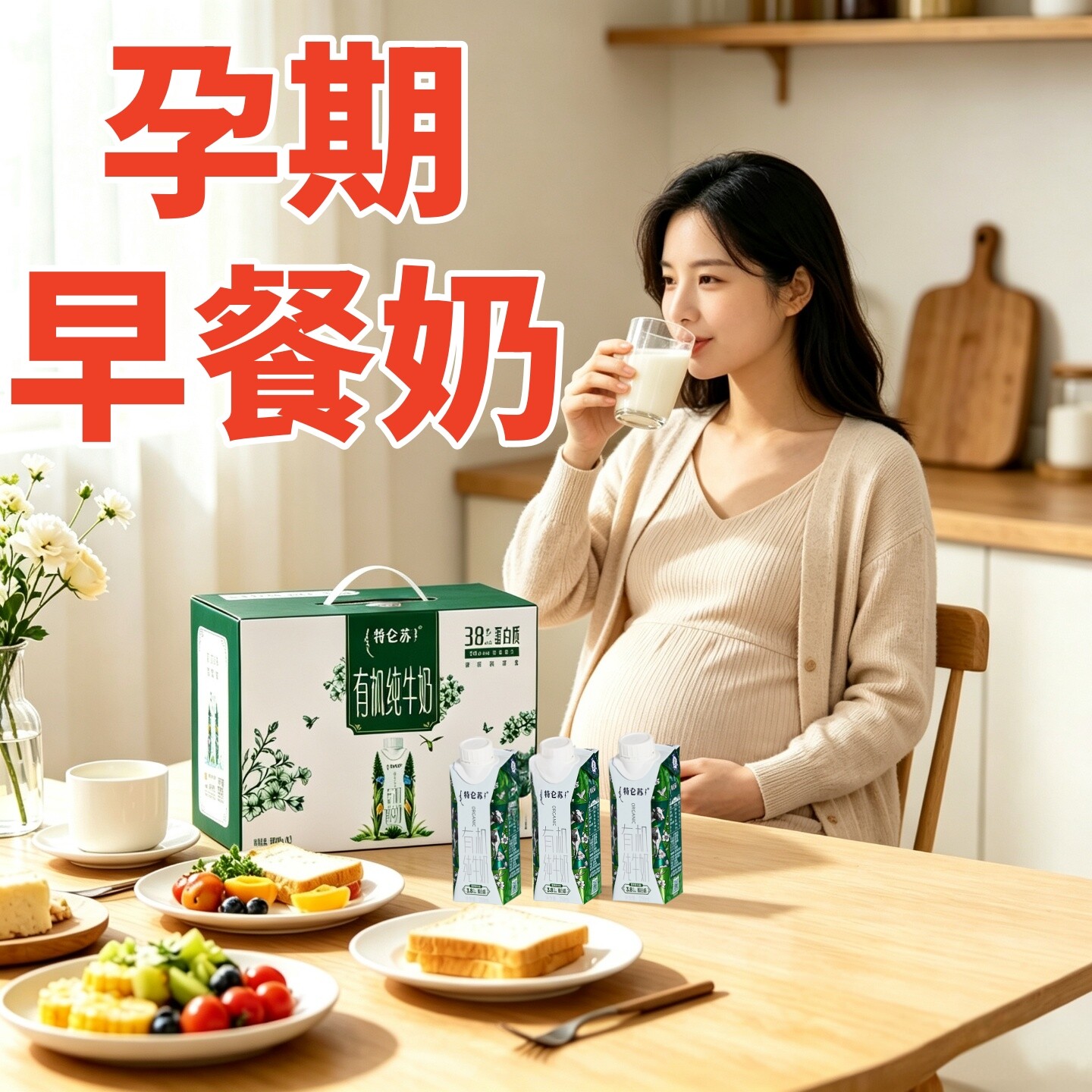 适合孕妇孕期怀孕喝的高钙无蔗糖有机纯牛奶孕妇可专用食品早餐奶