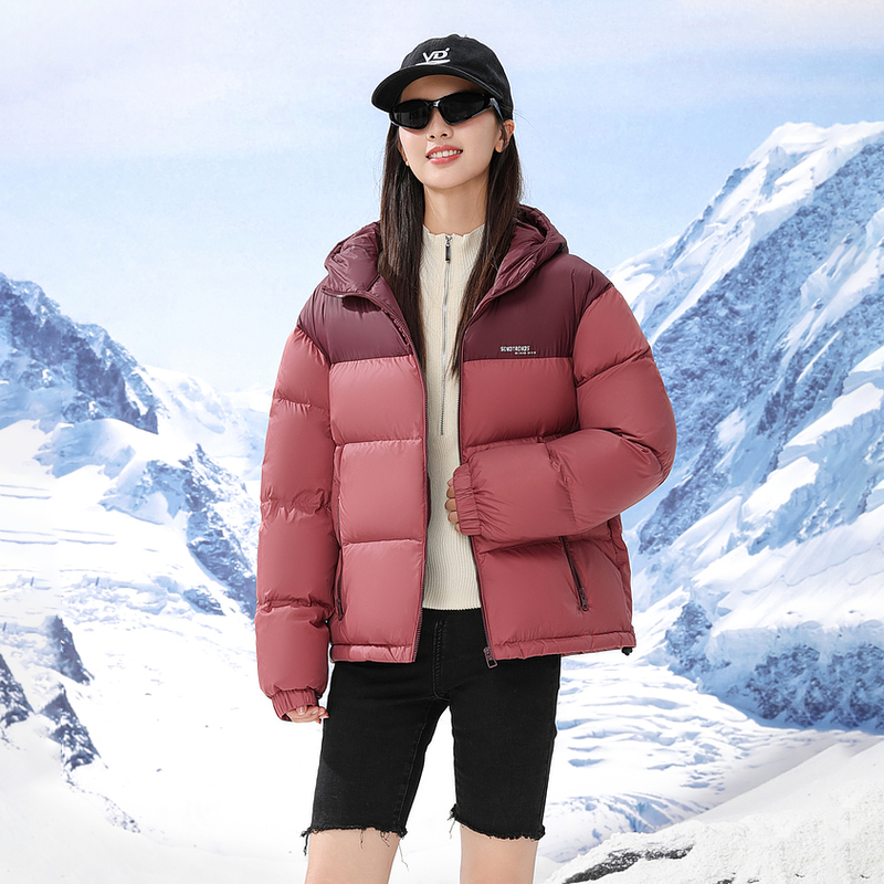 雪中飞男女情侣款羽绒服2025秋冬短款加厚连帽拼接面包服保暖外套