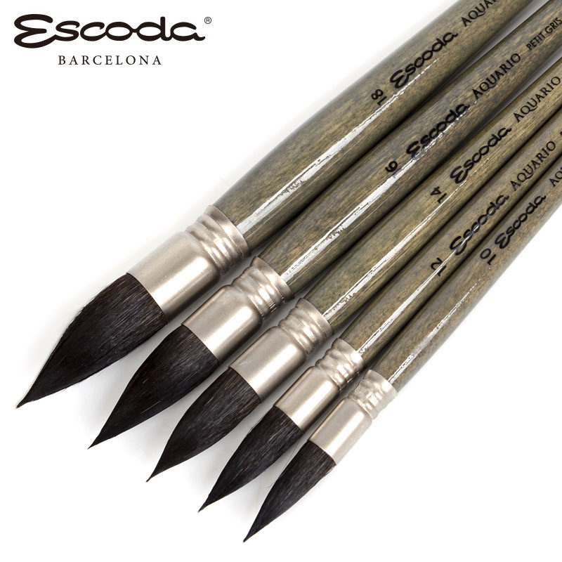 西班牙笔皇ESCODA拖把水彩画笔 法式水彩笔松鼠毛约瑟夫同款1130古典水彩拖把画笔 艺术家同款画笔勾线笔