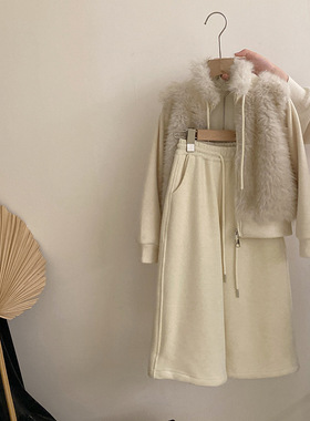 【安安家】韩版女童冬季毛绒加绒外套加绒休闲裤两件套Z-KXE52