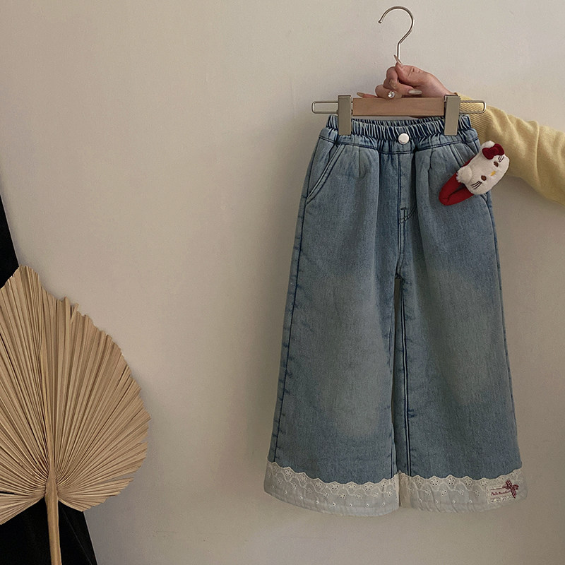 女童秋冬季2025新款花边加绒牛仔裤中小童裤子洋气女宝宝时髦裤子,童装/婴儿装/亲子装,儿童牛仔裤,淘宝优惠券,粉丝福利购,淘宝优惠卷