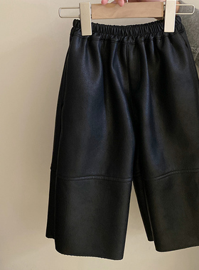 R24441儿童女童百搭直筒设计感皮裤