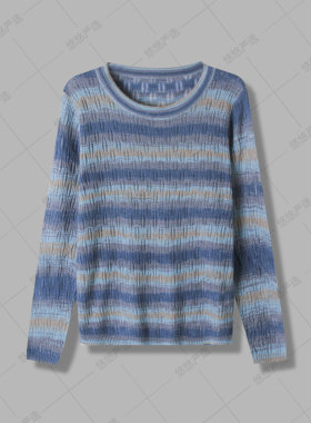 【超美仙女色】春款彩色条纹镂空针织衫