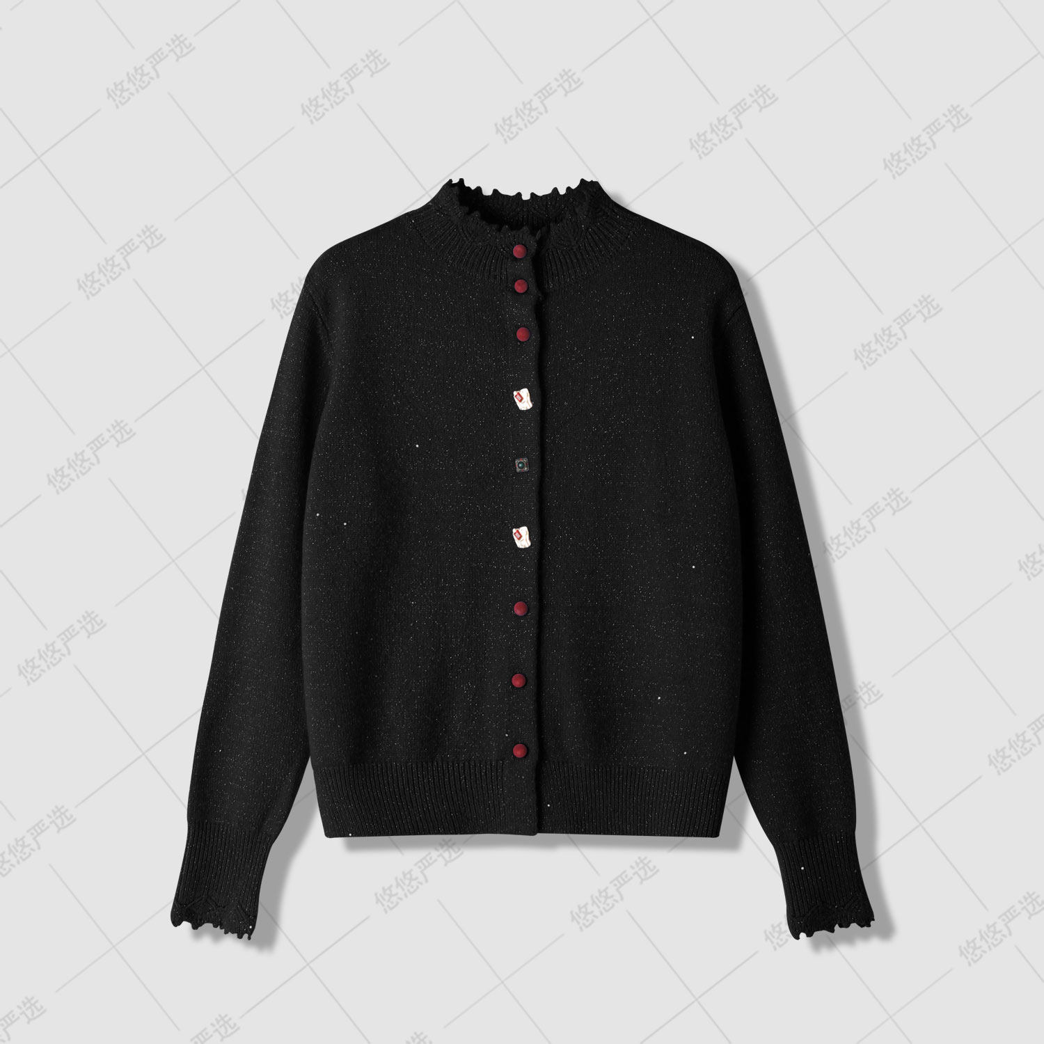 新年红色彩扣亮片针织开衫女打底衫洋气毛衣外套,女装/女士精品,毛针织衫,淘宝优惠券,粉丝福利购,淘宝优惠卷
