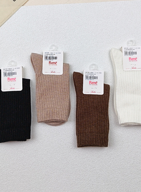 吉棉袜子1双2025年冬季新款女士银线粗条纹女袜/38675BW