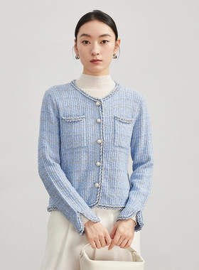 富家千金羊毛针织开衫小香风毛衣女早春外套26新款女装小个子上衣