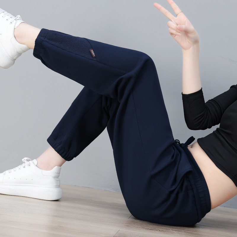 运动裤女款春秋季2026新款百搭时尚显瘦大码束脚卫裤休闲哈伦裤子