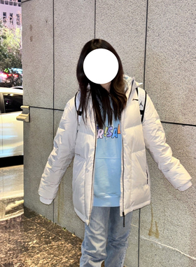 李宁健身系列纯色印花拉链连帽鸭绒保暖羽绒服 AYMS013-3