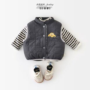 男童立领夹棉马甲冬季新款儿童冬装婴儿加绒加厚宝宝韩版外穿背心