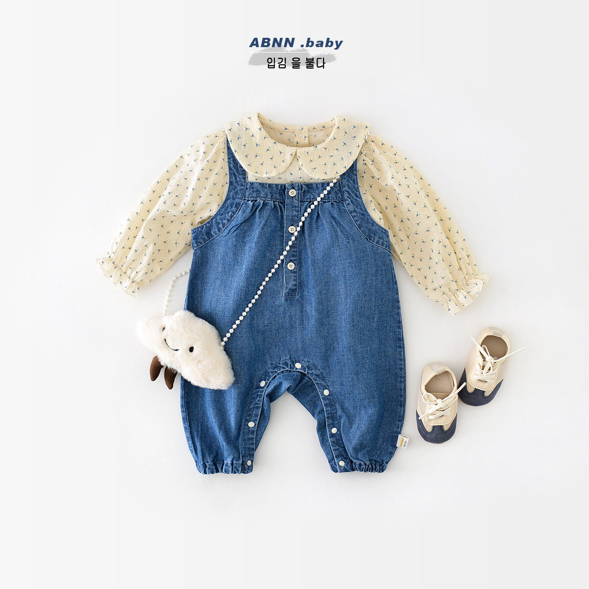 男女宝宝牛仔背带裤春秋装新款婴儿水洗柔软牛仔裤春季韩版连体裤