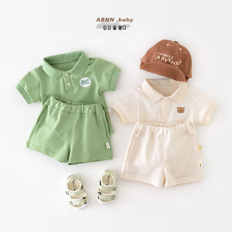 婴儿薄款套装夏季2026新款宝宝polo衫透气两件套男童轻薄运动服潮