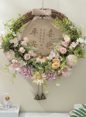 墙面装饰花环入户门饰店铺挂牌客厅仿真花挂件背景创意遮丑吊饰