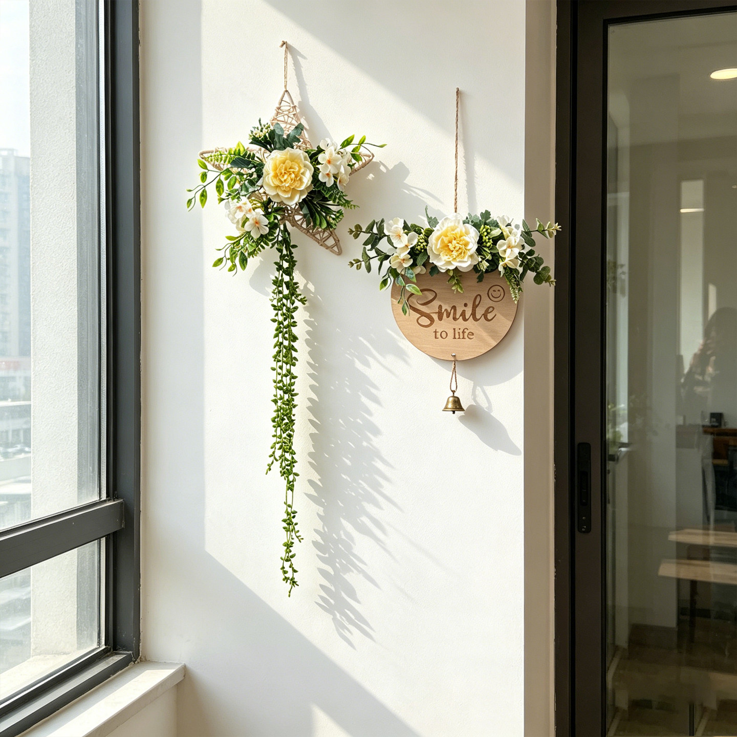 装饰花墙壁客厅卧室墙面创意壁挂花器门上花环挂件墙上遮丑装饰品