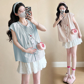 夏季 裙套装 新款 孕妇上衣裤 宽松纯棉减龄衬衫 2026