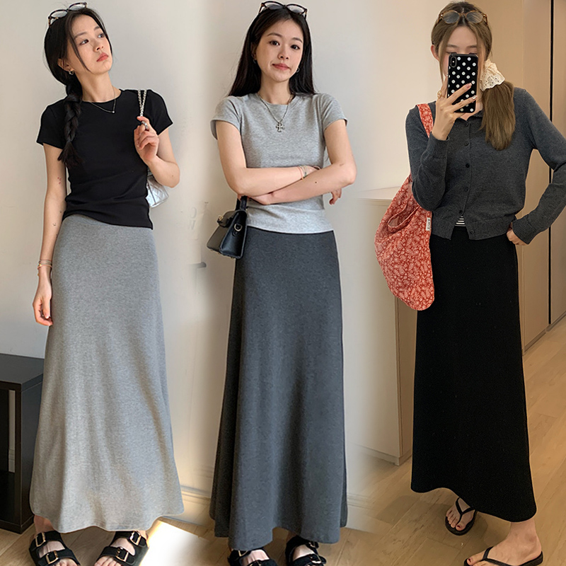 孕妇深灰色半身裙女夏季2025新款无托腹中长款包臀鱼尾裙长裙夏装