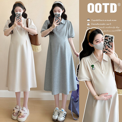 2025夏季新款韩版时尚卡通图案绣花宽松显瘦孕妇连衣裙高质量