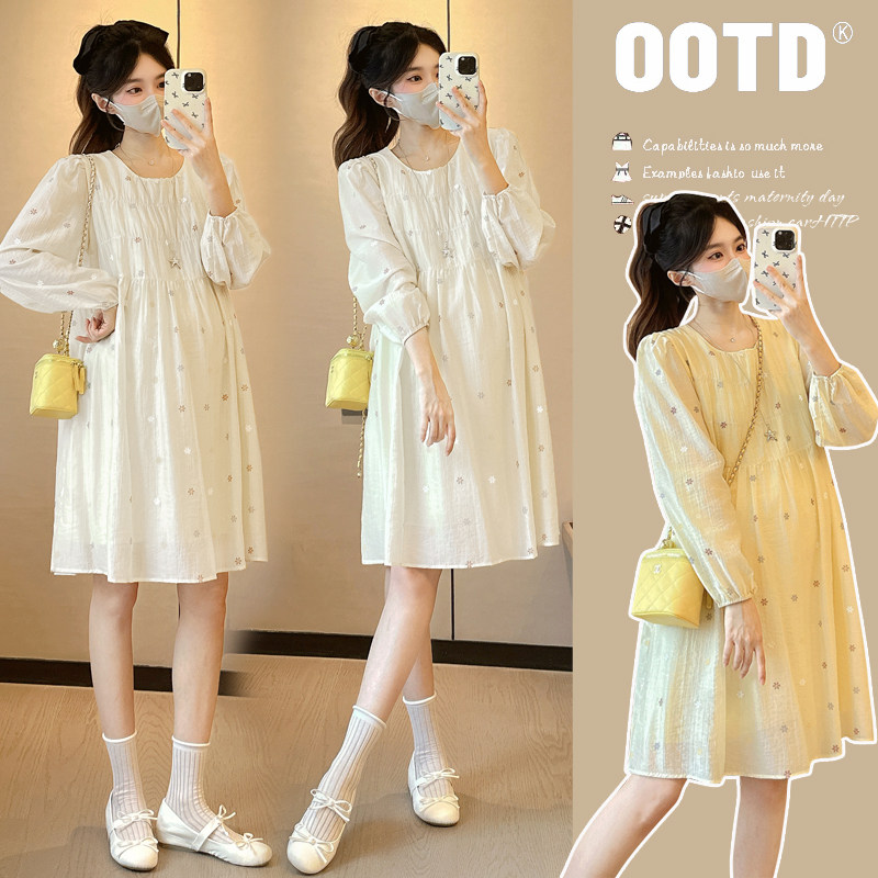 2026孕妇装夏季长袖时尚韩版圆领百搭减龄宽松大码孕妇裙,孕妇装/孕产妇用品/营养,连衣裙,淘宝优惠券,粉丝福利购,淘宝优惠卷