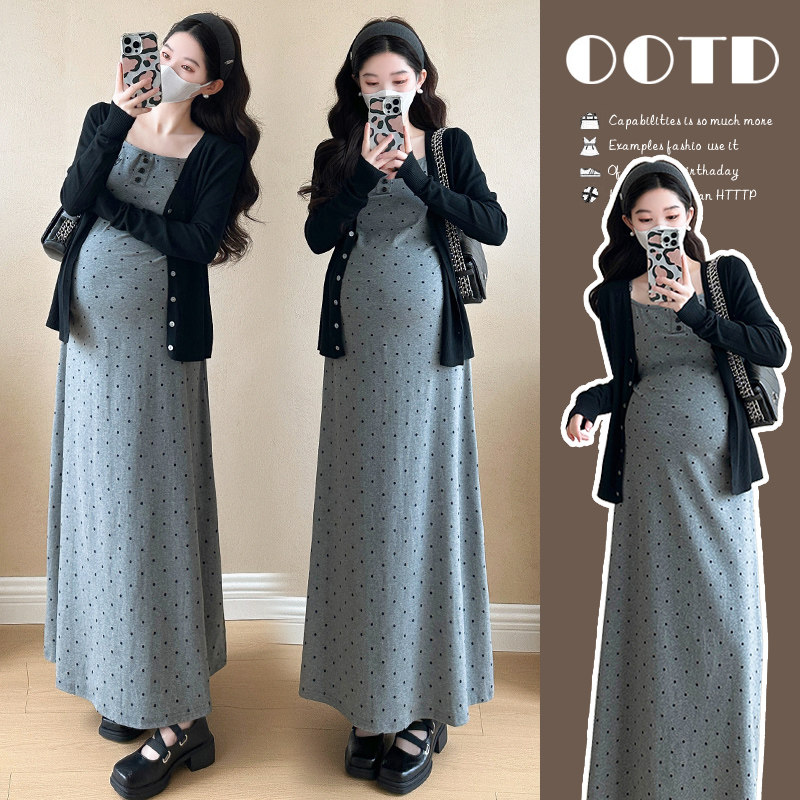 2026春季灰色波点吊带连衣裙高级感孕妇套装,孕妇装/孕产妇用品/营养,套装,淘宝优惠券,粉丝福利购,淘宝优惠卷