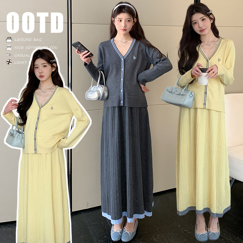 2026早春新款时尚两件套洋气针织连衣裙套装早春孕期慵懒风孕妇装,孕妇装/孕产妇用品/营养,套装,淘宝优惠券,粉丝福利购,淘宝优惠卷