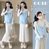 甜美重工刺绣花朵马甲 时尚 韩版 鱼尾打底裙 2025秋冬新款