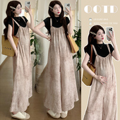 ＋冰丝打底上衣两件套 孕妇阔腿扎染设计背带裤 夏季 新款