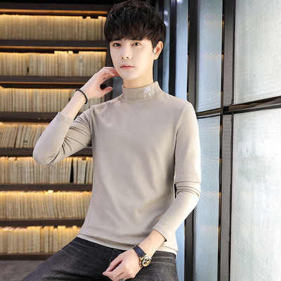 男士德绒保暖内衣上身内搭单件上衣可外穿薄款纯色圆领打底衫秋衣