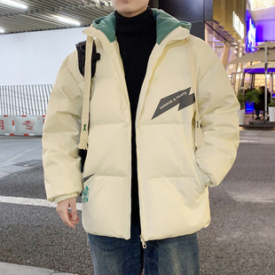 羽绒服假两件男士棉袄子冬季款加绒加厚男生面包服冬天装棉衣外套