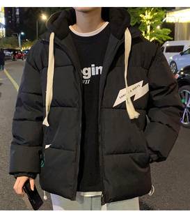 羽绒服男短款加厚学生连帽棉服2023新款青少年棉衣男士冬季外套潮