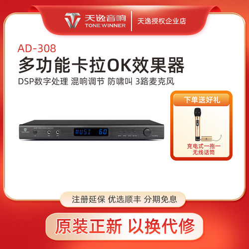 Winner/天逸 AD-308专业卡拉ok混响器家用ktv数字前级效果器