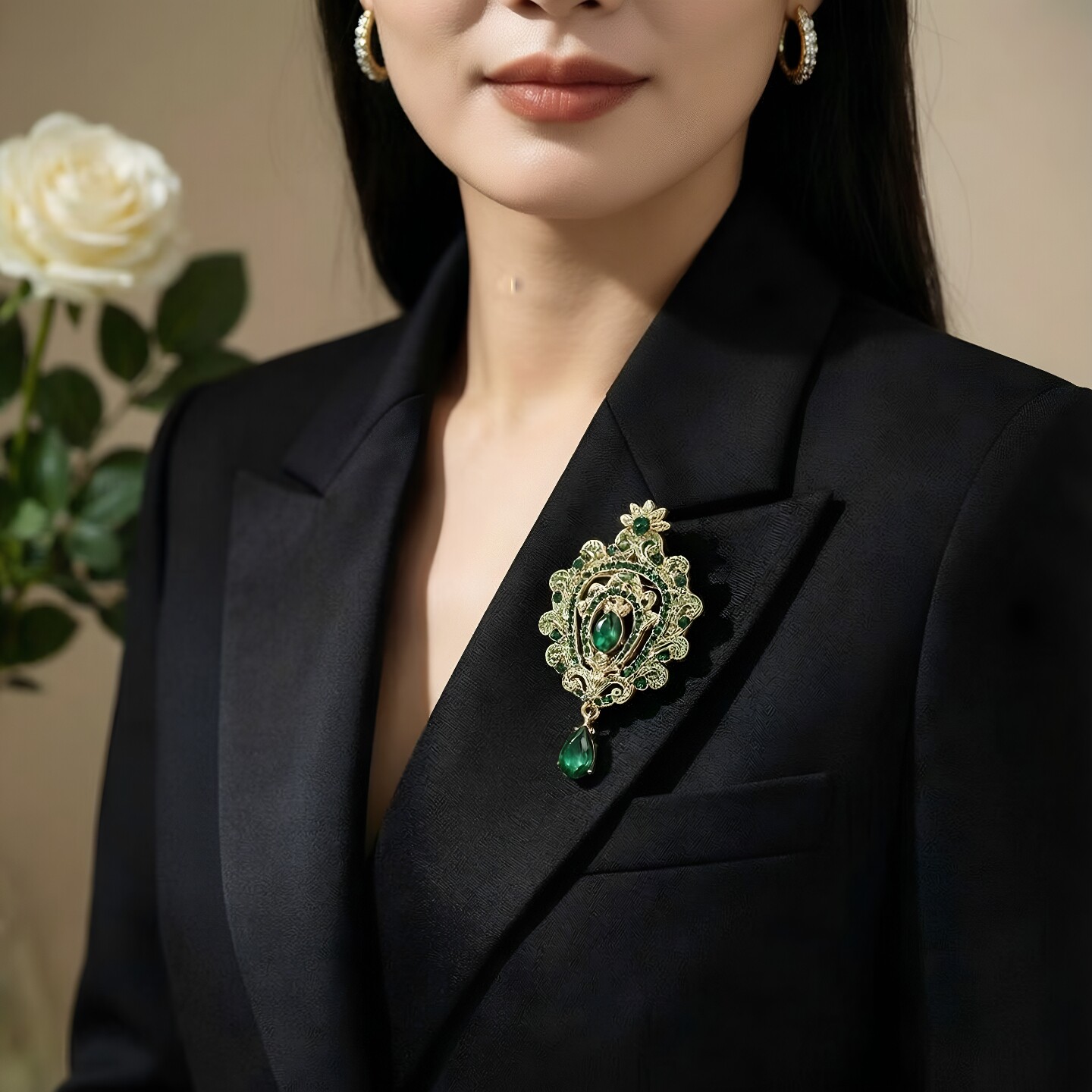 复古宫廷巴洛克满钻水滴胸针胸花