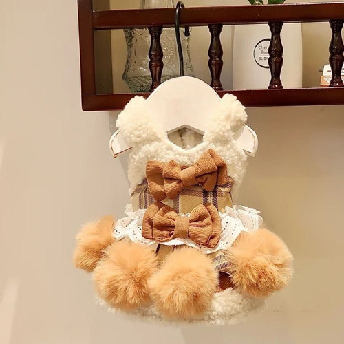 宠物狗狗服装秋冬季可爱大毛球背心小狗衣服