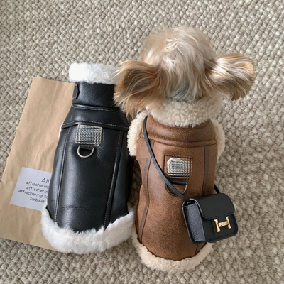 宠物狗狗衣服皮夹克雪纳瑞泰迪博美西施小型犬猫冬天加绒加厚马甲