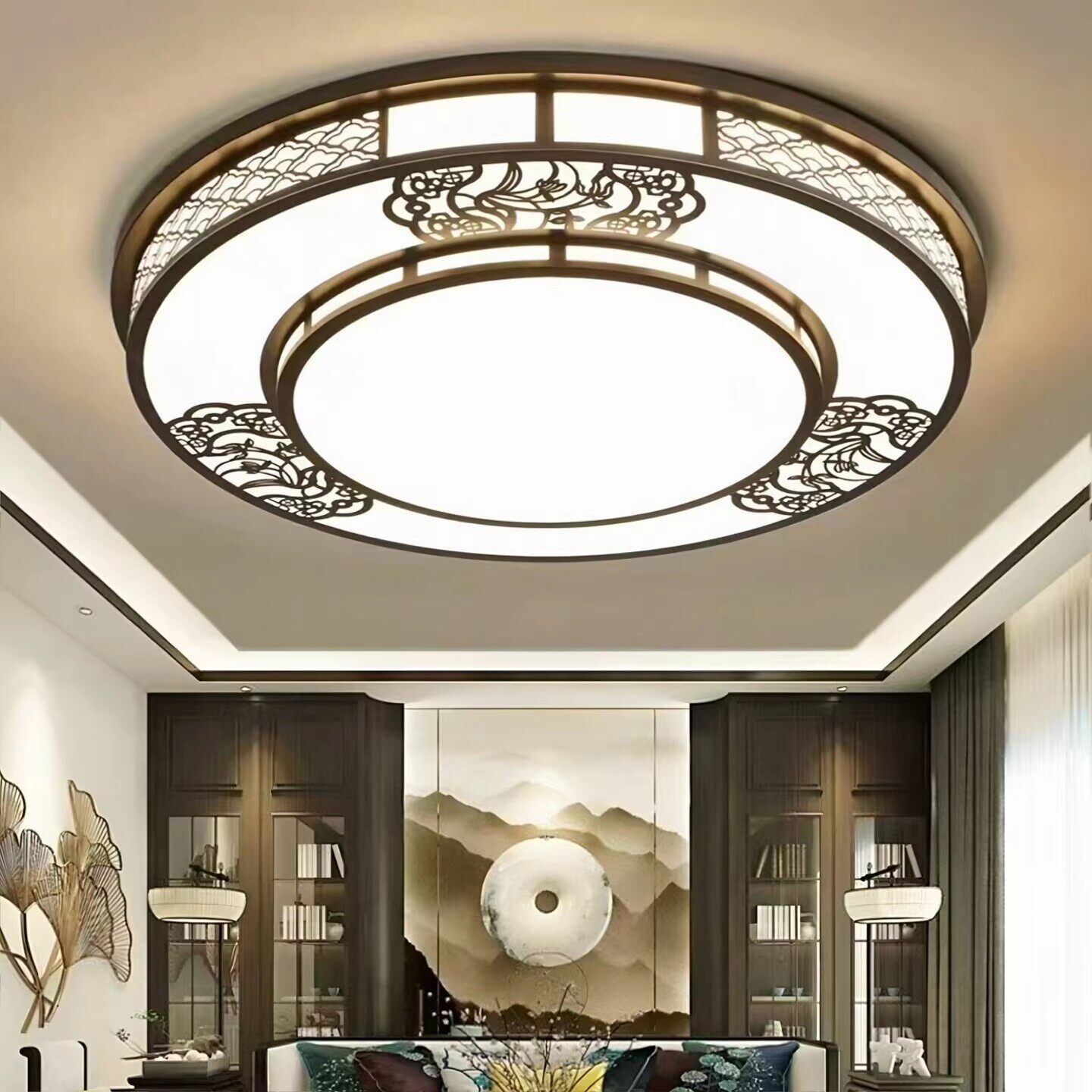 圆形客厅灯2026年新款中国风大厅主灯1.2米新中式超大led吸顶灯具