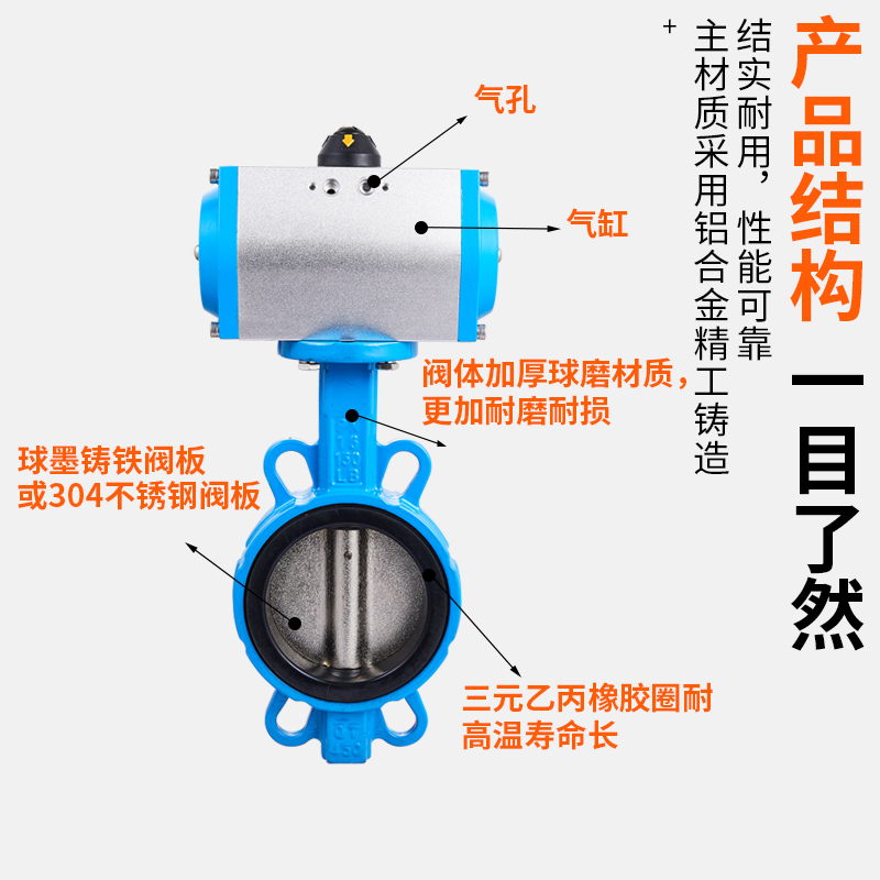 新品气动蝶阀D671X-16Q对夹式阀门不锈钢DN506580100150250300