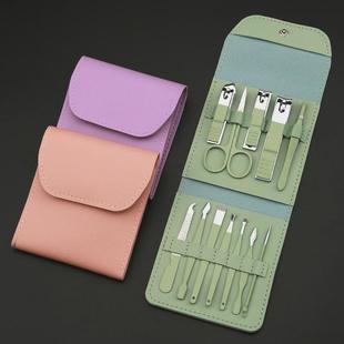 不锈钢指甲剪美甲工具套装 指甲钳皮包便携式 家用指甲刀修甲套装