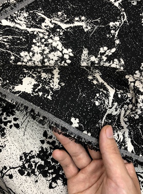 双面黑白梅花色织提花面料服装设计布国风古典美毕业设计手工diy