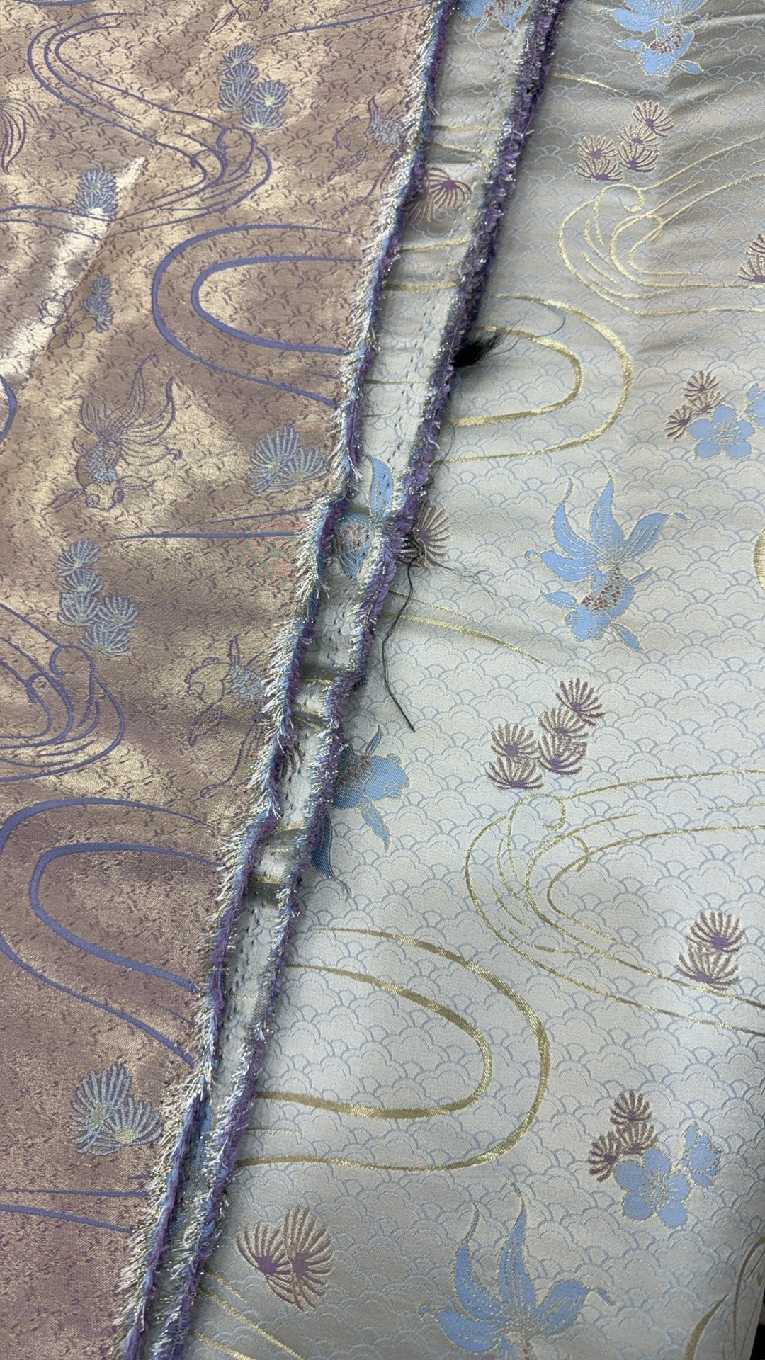 真丝宋锦面料 织金浮宝金鱼 非遗新中式国风布料秋冬款提花布