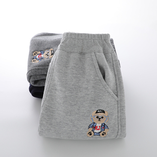 儿童加绒裤子男童一体绒长裤儿童装薄绒卫裤宝宝秋冬款纯棉运动裤