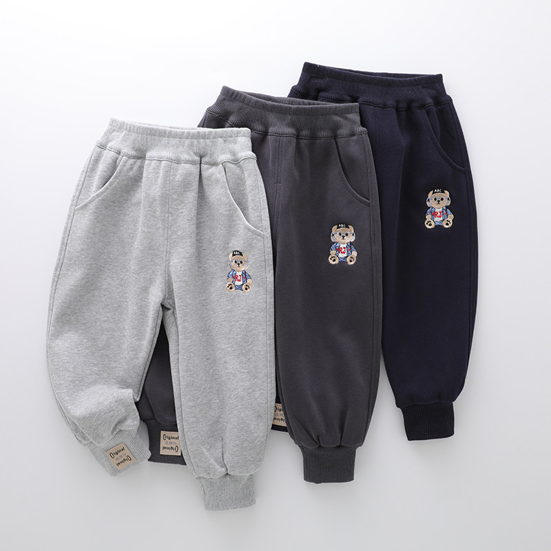 儿童春秋款运动裤男宝宝休闲卫裤男童装纯棉长裤卡通秋季束脚裤子
