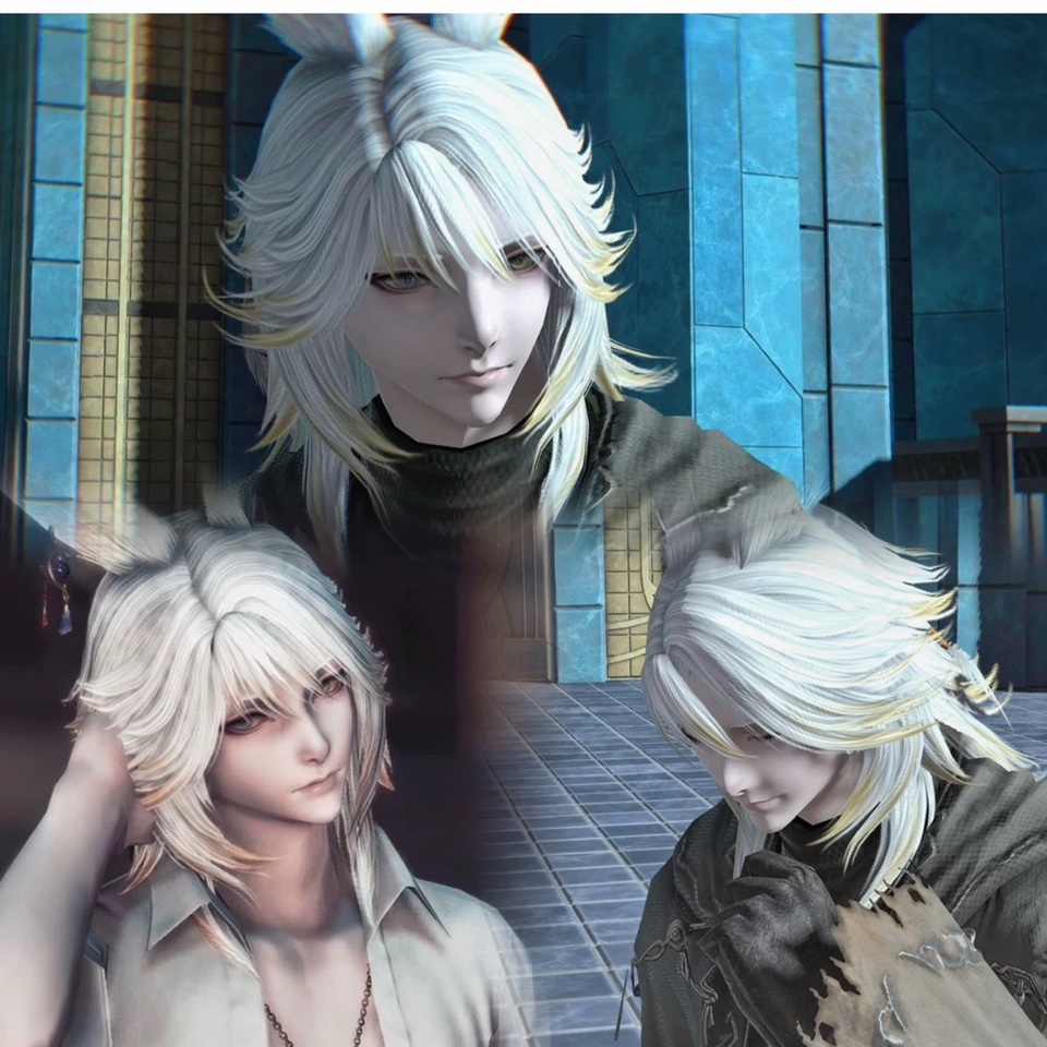 墨染青丝假发定制ff14最终幻想