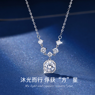 999足银送女友生日礼物 小方糖项链女纯银轻奢小众高级感2025新款