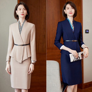 女士V领西装职业装制服套装 黄金珠宝店美容经理店长上班族工作服