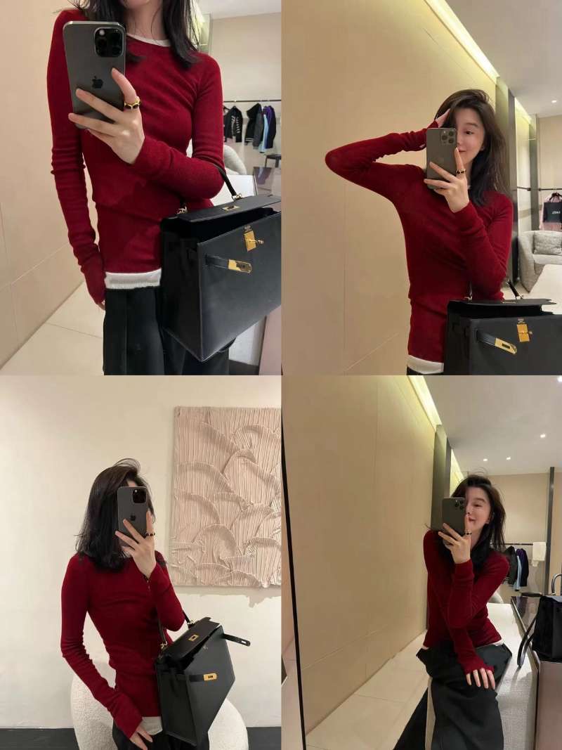 Hera家2025秋冬新款极简风 33% 圆领毛衣穿指针织衫 弹力百搭上衣